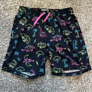 Tipsy Elves Neon Dinosaur Stretch Swim Trunks Sz L